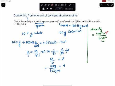 How to convert from percent mass to molarity - YouTube