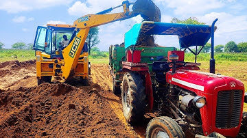New Jcb 3dx Backhoe Machine Loading Mud Tractor Massey Ferguson । Jcb tractor video