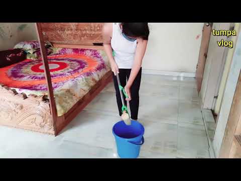 Tumpa vlog  Desi  girl floor cleaning by hand   to hand  Desi girl work at home HD#tumpavlog