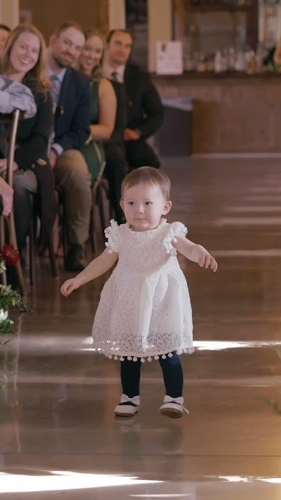 The flower girl spots grandpa. #weddinginspo #weddingparty #weddings #flowergirl #2023bride #cute