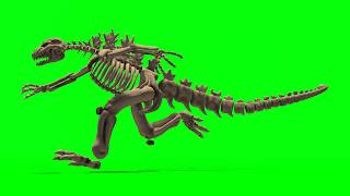 running godzilla skeleton green screen - free use
