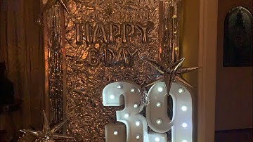DIY METALLIC FOIL 39TH BIRTHDAY PHOTO BACKDROP 