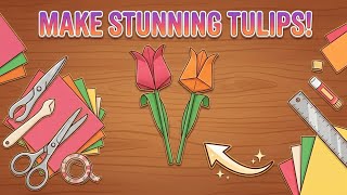 Make a beautiful and simple tulip🌷 by using simple crafting tools#craft #tulipcraft #flowermaking