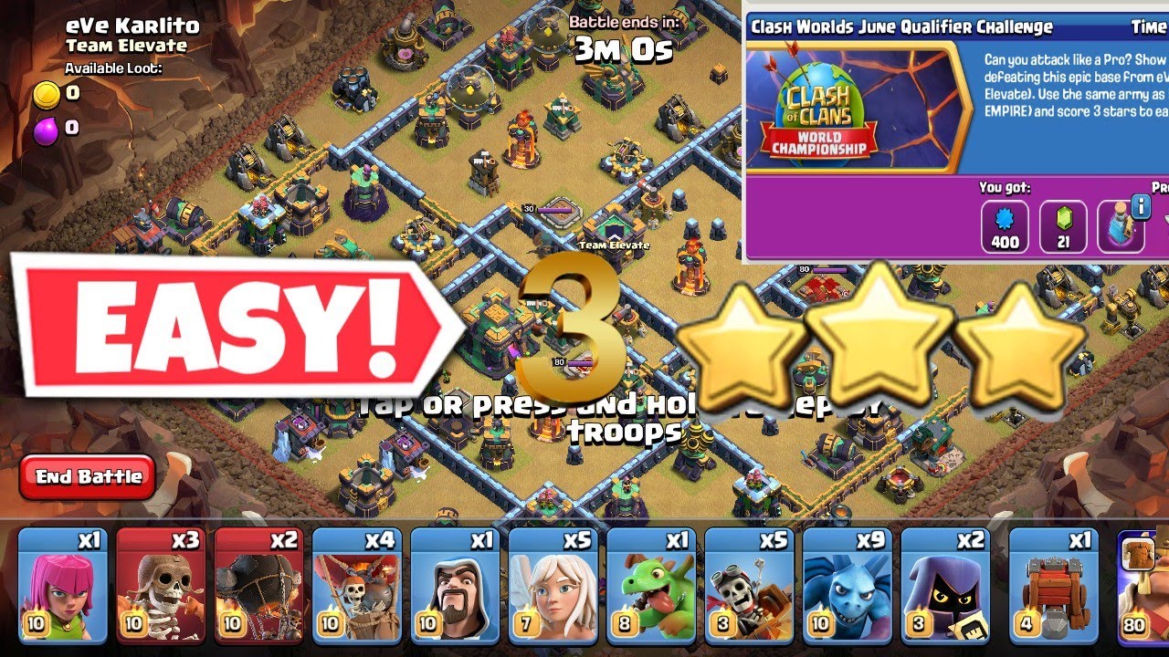 How to 3 star Clash Worlds June qualifiers Challenge Easily-Clash of Clans
