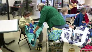 Sharp Coronado Hospital volunteers make handmade blankets for patients