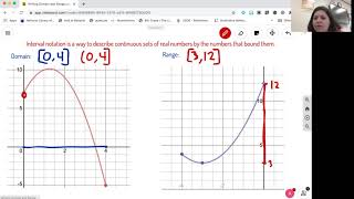 Writing Domain and Range in Interval Notation