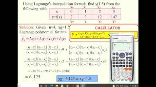 Lagrange interpolation using calculator
