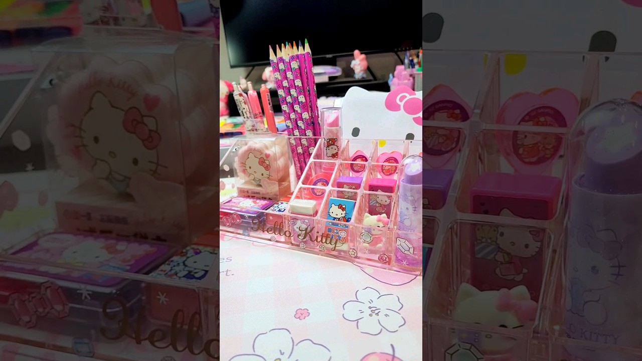 🎀🩷 Hello Kitty Pink Stationery Organizer ASMR