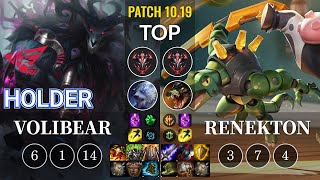 RW Holder Volibear vs Renekton Top - KR Patch 10.19