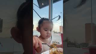 Cute baby eating noodles #shortvideo #viral #viralvideo #shorts #eating #yummy #funny