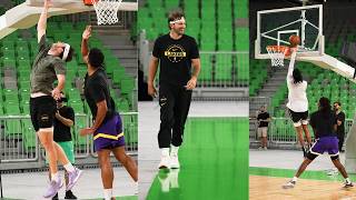 Lakers having scrimmage in Ljubljana Slovenia! Luka Doncic to Walker Kessler lob fist look!