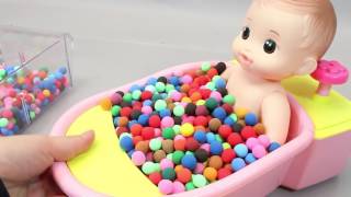 Baby Doll Bath Time In Colors Play Doh Dots Surprise Eggs Toys