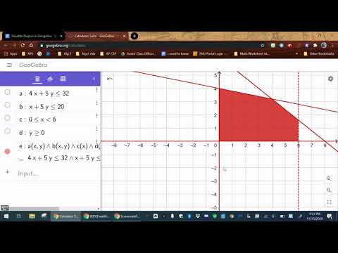 Feasible Region and Vertices in Geogebra