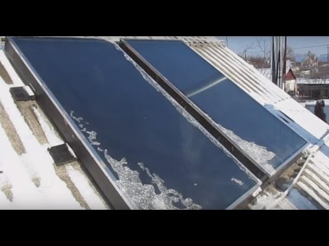 Как работают солнечные коллекторы зимой в сильный мороз.  How do solar collectors in winter.