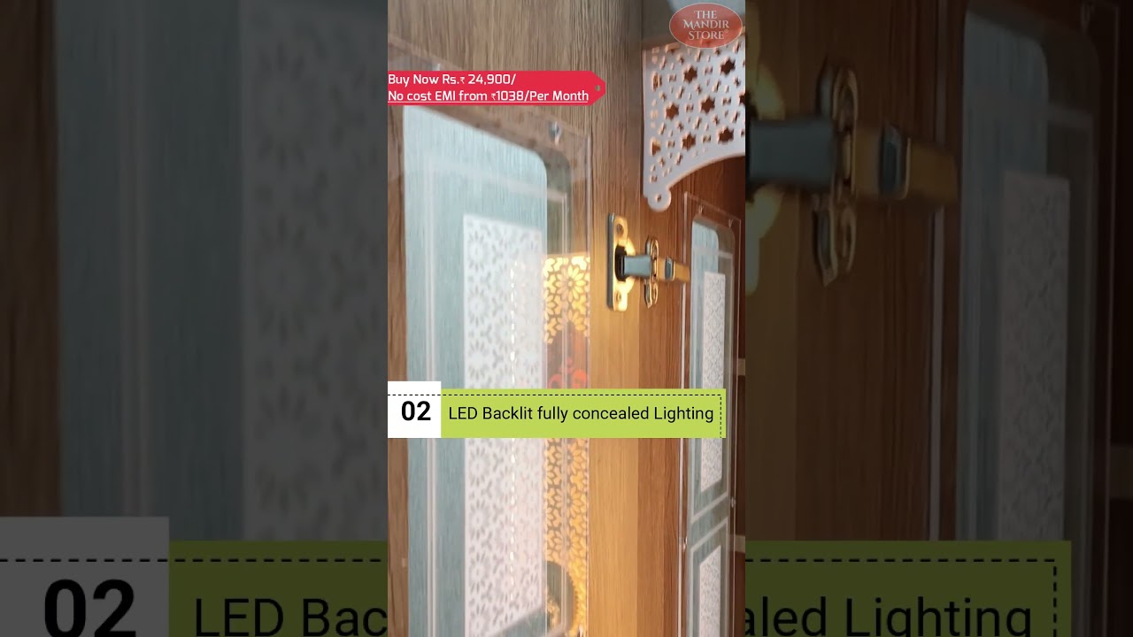 The Mandir Store Wooden Mandir 5 Feet in White Color Acrylic Shutters