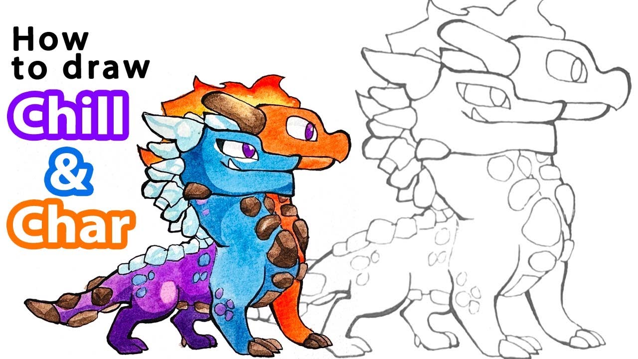 How to draw Dragon Chill and Char | Prodigy Math - YouTube