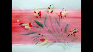 飛来花　湿式水彩画集　額入り画像付新作　作・遠賀野たかし