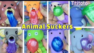 ANIMAL SUCKERS  슬라임 토하는 귀여운 동물녀석들🦄🐘🐭🐻🦕🐢 (티티토토asmr)
