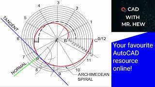 Archimedean spiral Tangent and Normal AutoCAD. Part 4 of 4