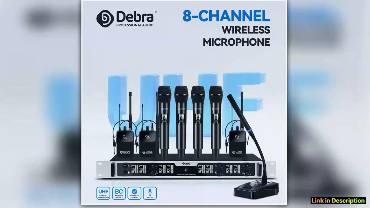 Debra DU8008 Wireless Handheld Microphone System UHF 8channel Lavalier Headset Conference
