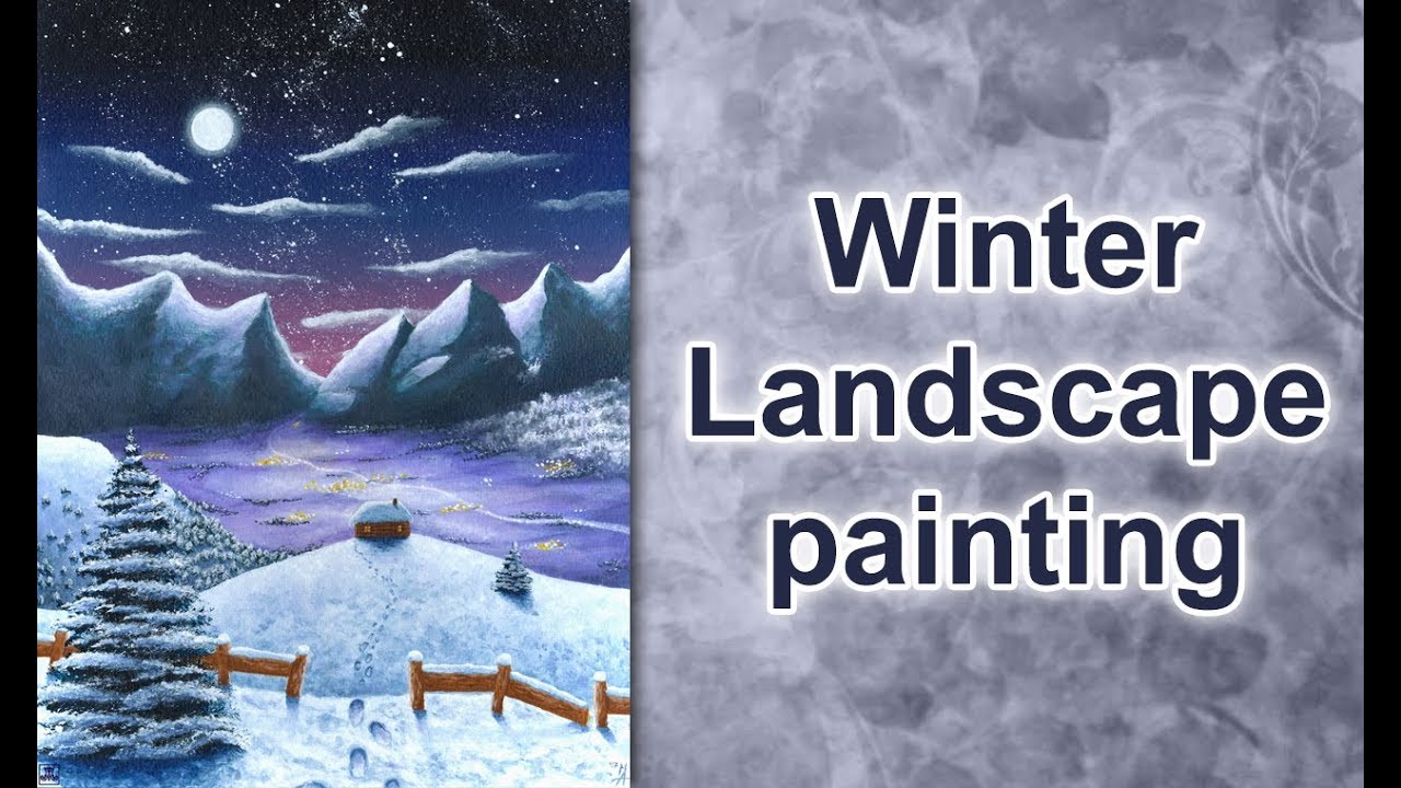 Fantasy winter landscape "Santa's Footprints" | Acrylic painting timelapse