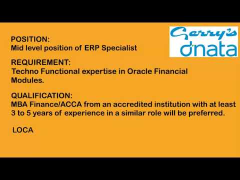 ERP SPECIALIST REQUIRED AT GERRY'S DNATA