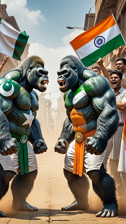 Indian Gorilla vs Pakistani Gorilla 🙏1Lakh Subscribers karwado 🥹#shortsfeed #army #india #Gorilla