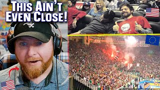 American REacts to Basketball fans and atmosphere USA vs Europe