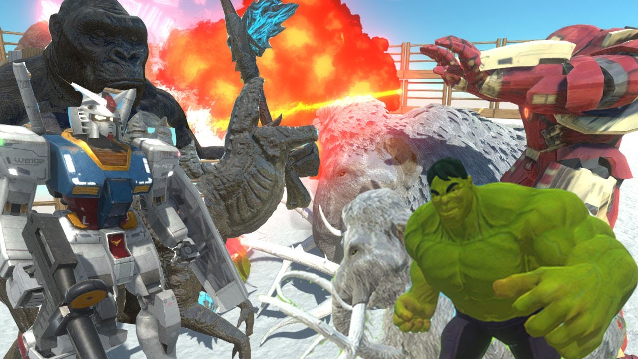 Mammoth Giant Elephant vs Team Godzilla King Kong Versus Epic Wild Super Hero Battle ARBS