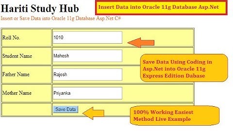 Save Data into Oracle 11g Database in Asp.Net C# | Hindi | Free Online Learning Classes