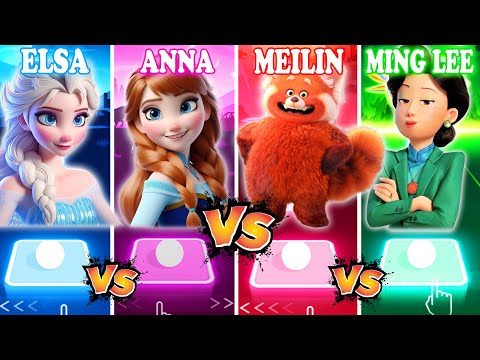 Frozen Elsa & Anna VS Turning Red Meilin & Ming Lee - Tiles Hop EDM! Let It Go | Nobody Like U