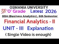 Financial  Analytics - II | UNIT - 3  Explanation | BBA (BA) 6th Semester | Osmania University