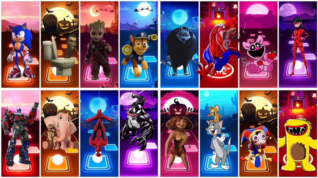 Sonic Prime VS Dinosaur Spiderman VS Venom VS Pomni VS Others || Megamix || TilesHop EDM Rush