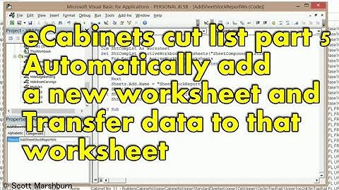 eCabinets cut list in excel part5 Add a new worksheet for your sheet stock component listings