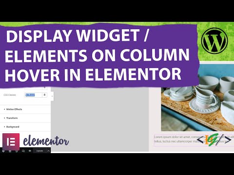 How to Display Widgets / Elements on Column Hover Effect using Custom CSS in Elementor WordPress