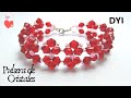 Brazalete juvenil con Cristales Rojos - Bisutería Fácil (Tutorial)