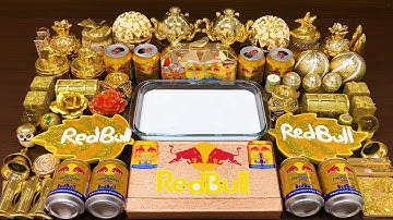 Series GOLD REDBULL Slime ! Mixing Random Things into GLOSSY Slime! Satisfying Slime Videos #112