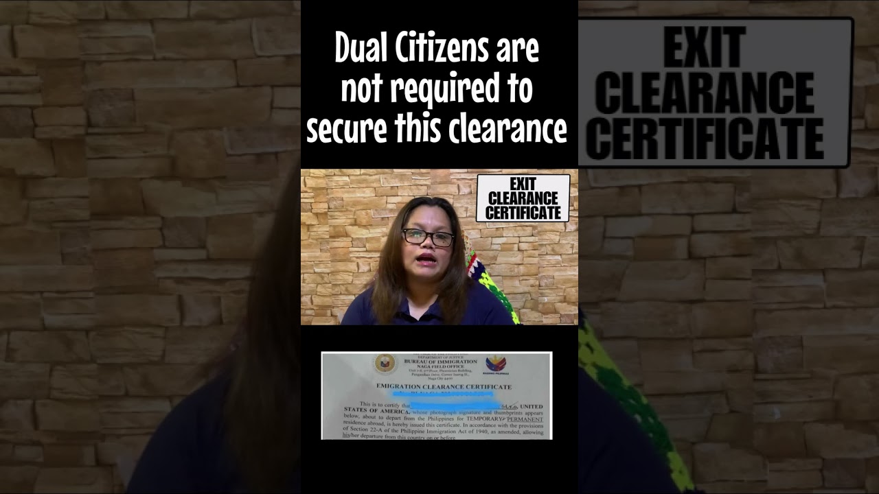 🔴Dual Citizens are not required to secure this clearance when departing the Philippines 