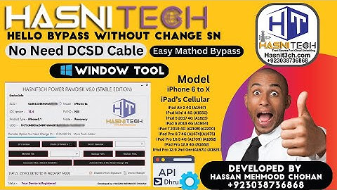 HASNIT3CH Power Ramdisk Hello Bypass No SN Change ( Without DCSD Cable )-6S-X -IPad {Windows Tool}