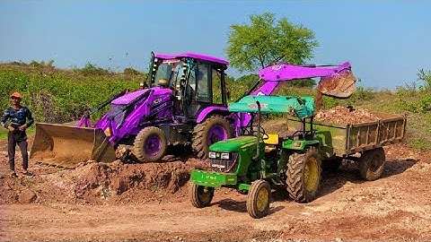 JCB 3dx Backhoe Loading Mud in Mahindra 475 JCB miti khudai JCB Mud sifting #jcb #farming #video