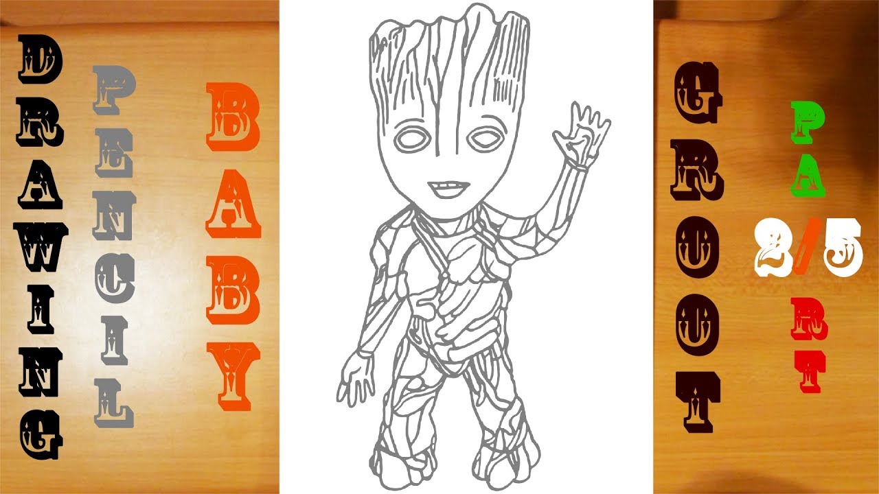 How to Draw Baby Groot Step by Step Easy from Guardians of The Galaxy 2 | PENCIL | PART 2/5