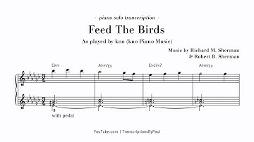 Feed The Birds (Mary Poppins) - kno piano music - Sheet music transcription