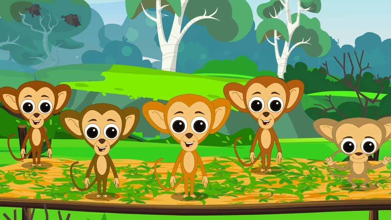 ⁣خمسة قرود صغيرة | القوافي باللغة العربية | Five Little Monkeys | Kids Tv Arabic | أغاني أطفال صغار