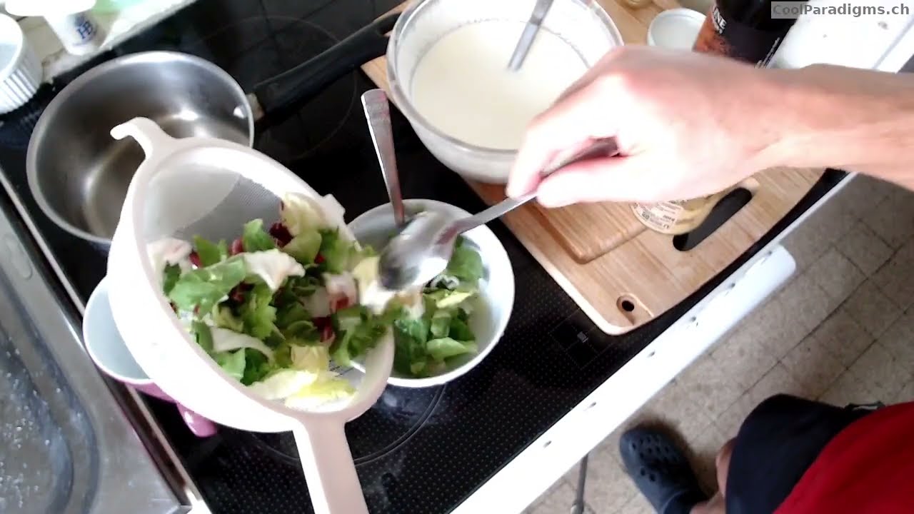 Astuce pour la salade dans un pot de vinaigrette au kéfir à 0 %. - Pastoret