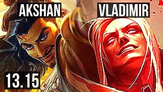 AKSHAN vs VLAD (MID) | 9 solo kills, 1100+ games, 14/2/5, Godlike | NA Grandmaster | 13.15
