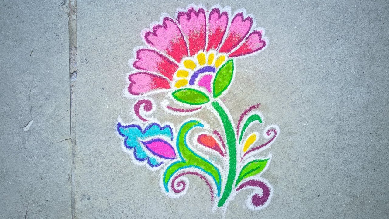 Flower rangoli design🌹easy to make rangoli design 🌹festival rangoli design🌹sankranti special rangoli