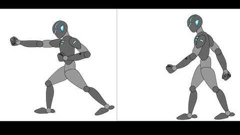 robot fighting and walking