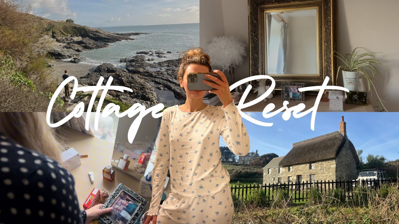 cosy cottage reset in Cornwall | cleaning, decorating & exploring prussia cove 🤍🌊🕯️✨