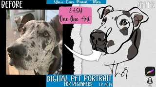 EASY One Line Art for Beginners | Pet Portrait Procreate | Pet Tutorial Designs | Oneline| EP:14