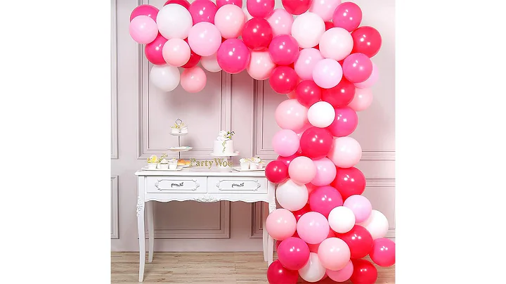 PartyWoo Balloons Pink, 100 pcs 12 in Fuchsia Balloons, White Pink Balloons | PARTY WOO